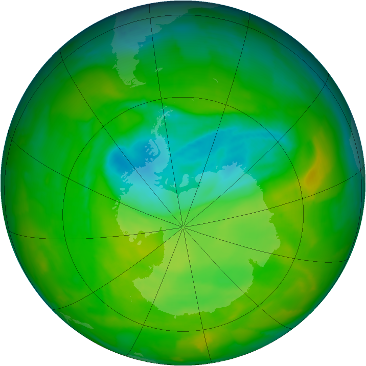 Antarctic ozone map for 20 November 2012